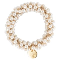BR haarelastiek Beads White Pearl